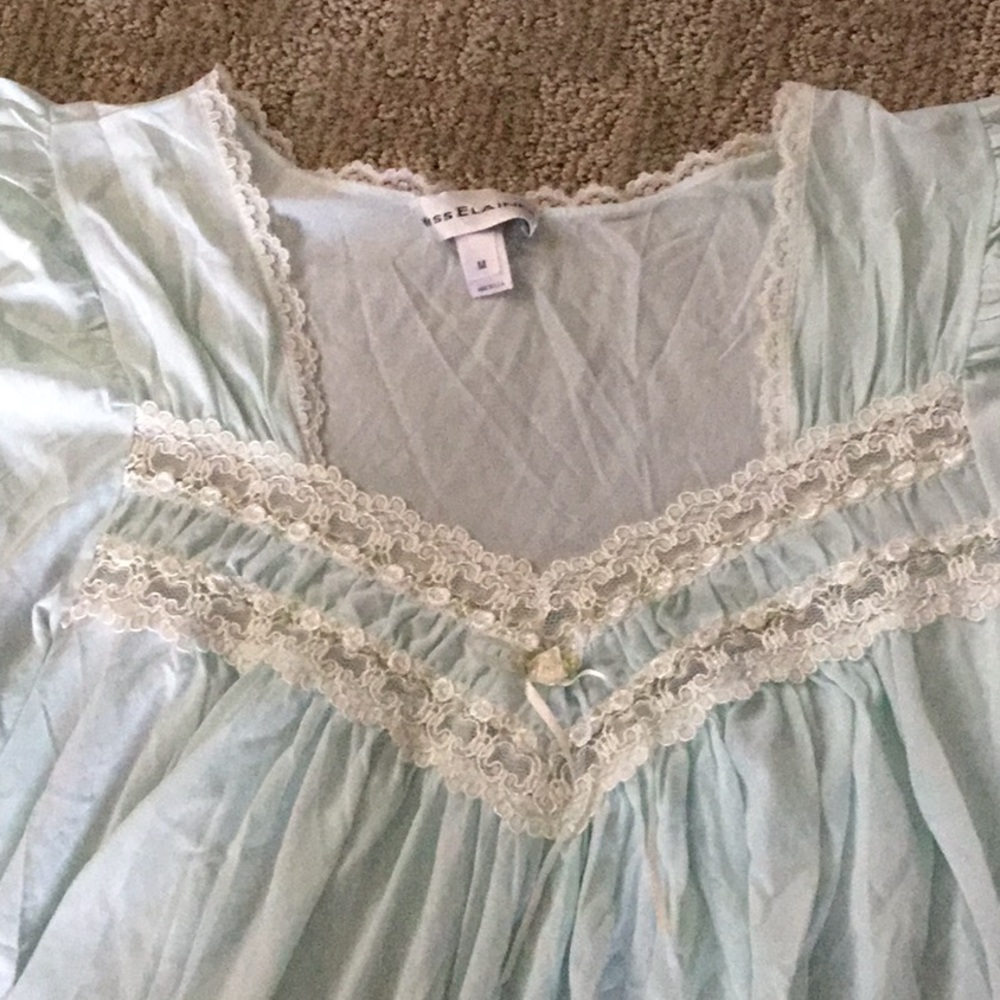 Miss Elaine  Soft Aqua Nightgown Size Med - Picture 3 of 6